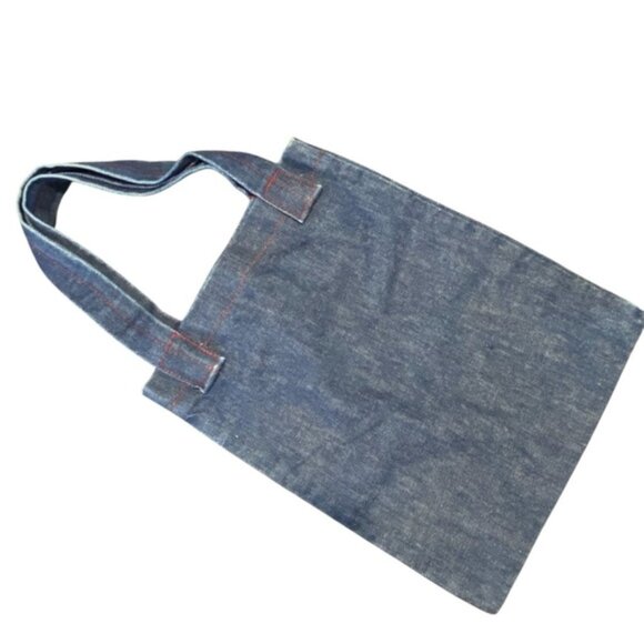 Upcycled Simple Dark Denim Tote Bag Jean Handmade - Picture 1 of 5